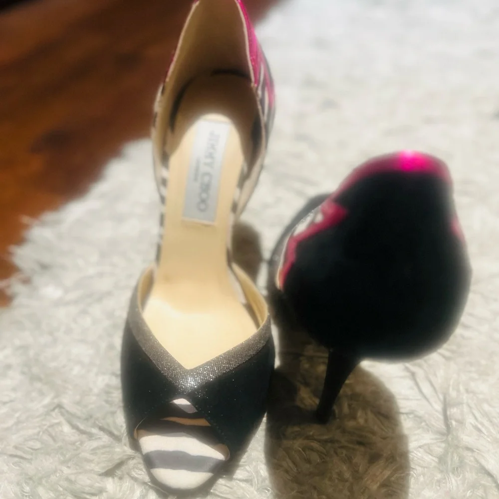 Jimmy Choo d’orsay Black and Pink Women's Peep Toe Heels Authentic - Picture 8 of 12